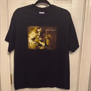 James Taylor October Road Tour 2002 Men's Black Graphic Vintage Tee #367